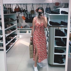 Zara Red Floral MIDI Dress